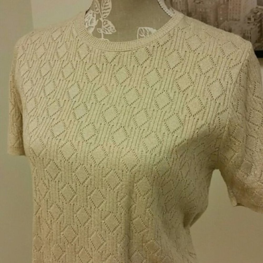 Gold Brocade Knit Diamond Sweater